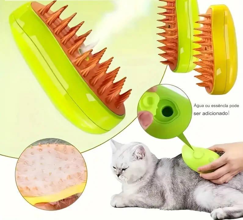 Escova de Vapor Para Cães & Gatos com Spray Elétrico
