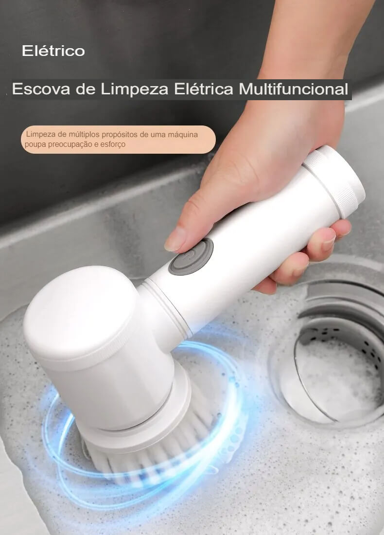 Escova de Limpeza Elétrica Para Cozinha e Banheiro