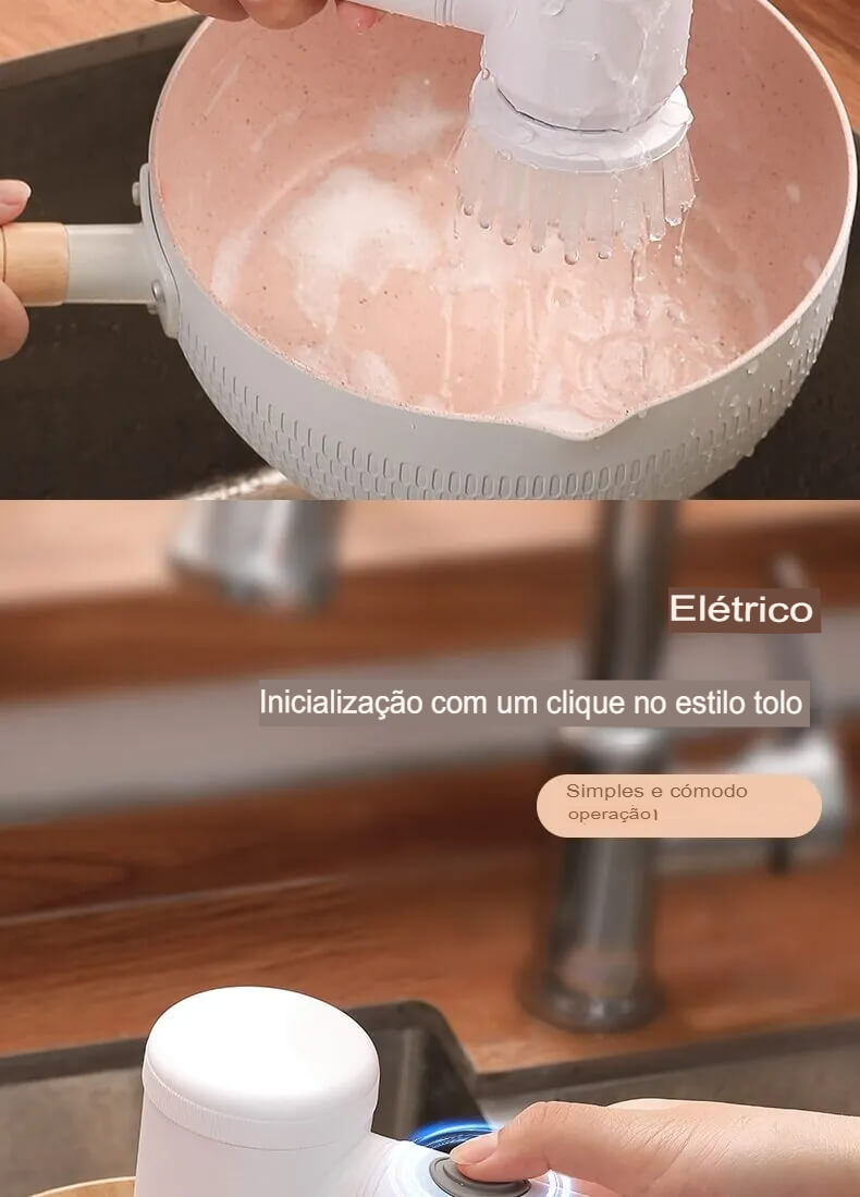 Escova de Limpeza Elétrica Para Cozinha e Banheiro