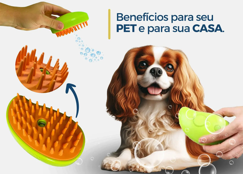 Escova de Vapor Para Cães & Gatos com Spray Elétrico