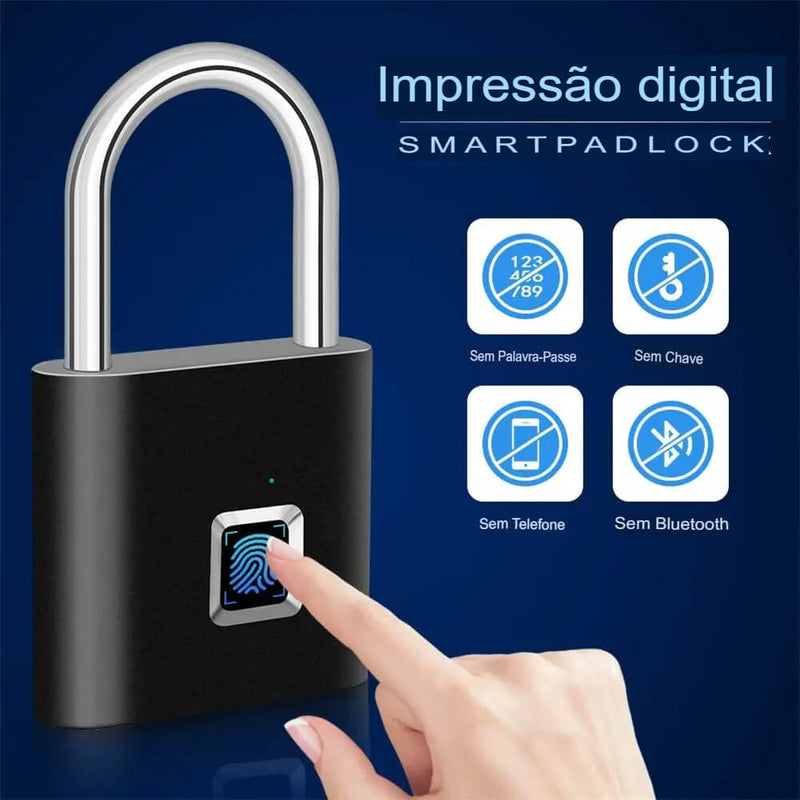 Cadeado de Impressão Digital Carregamento USB