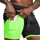 Shorts esportivos masculinos de dois andares