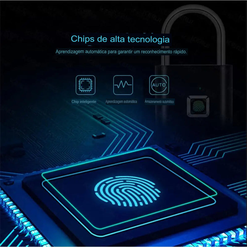 Cadeado de Impressão Digital Carregamento USB
