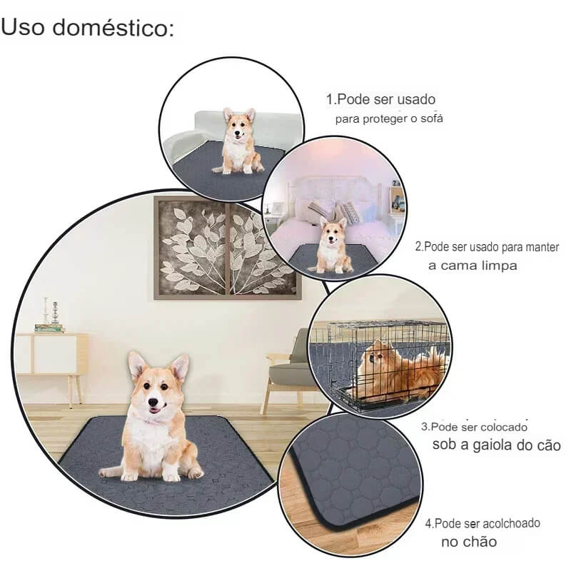 Tapete Para Xixi de Cachorro, Lavável e à Prova D'água