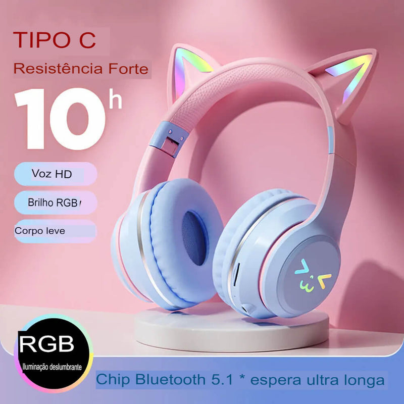 Fones de Ouvido RGB Linda Gata, Gradiente Sem Fio