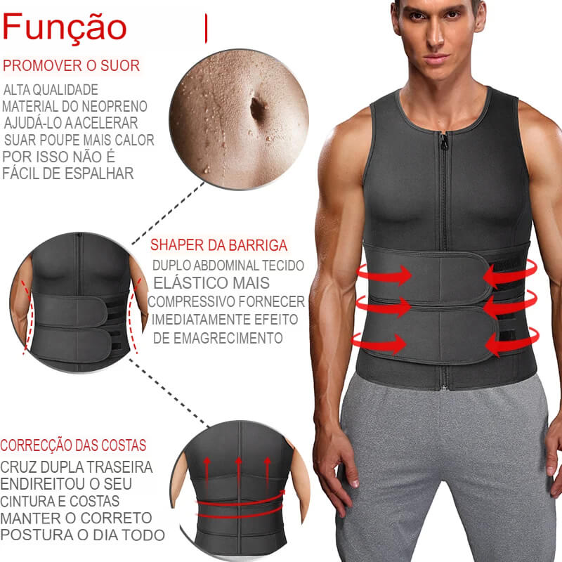 Colete Sauna Cinto Duplo Suor Abdômen Shapewear