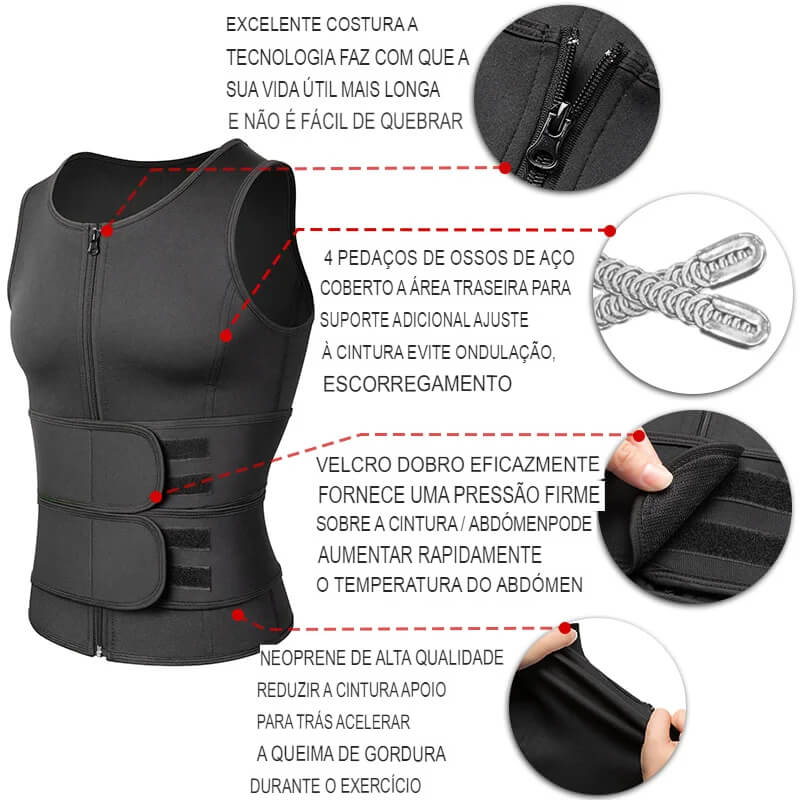 Colete Sauna Cinto Duplo Suor Abdômen Shapewear