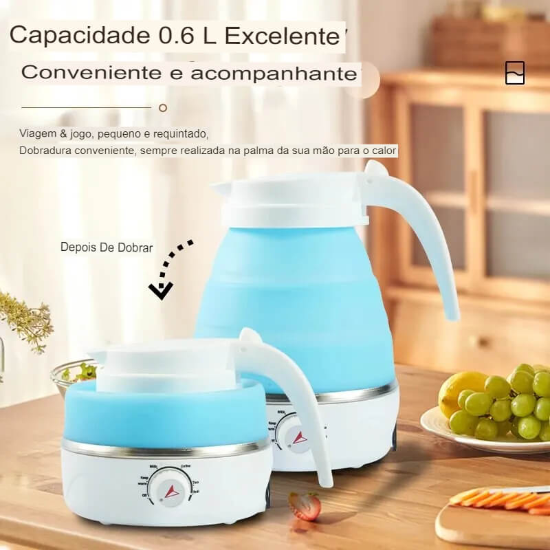 Chaleira Portátil Elétrica e Dobrável Para Viagem, 600ml