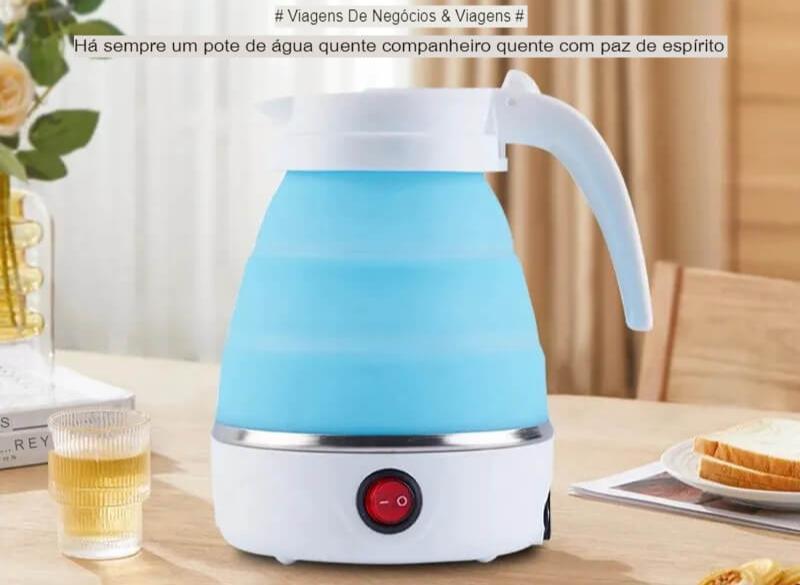 Chaleira Portátil Elétrica e Dobrável Para Viagem, 600ml