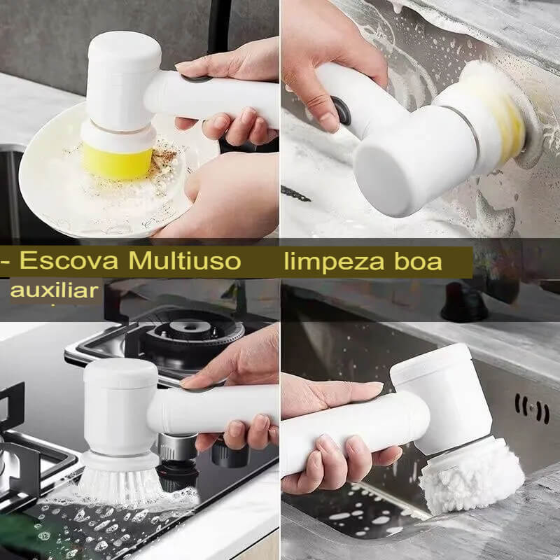 Escova de Limpeza Elétrica Para Cozinha e Banheiro