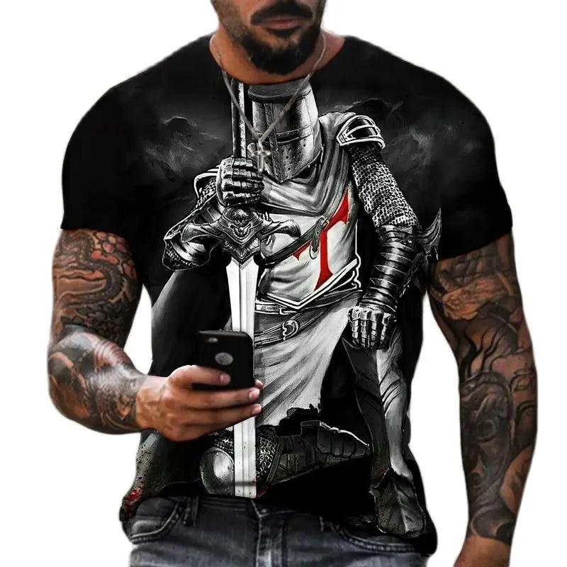 Camisa Masculina Impresso 3d Guerreiro, Manga Curta