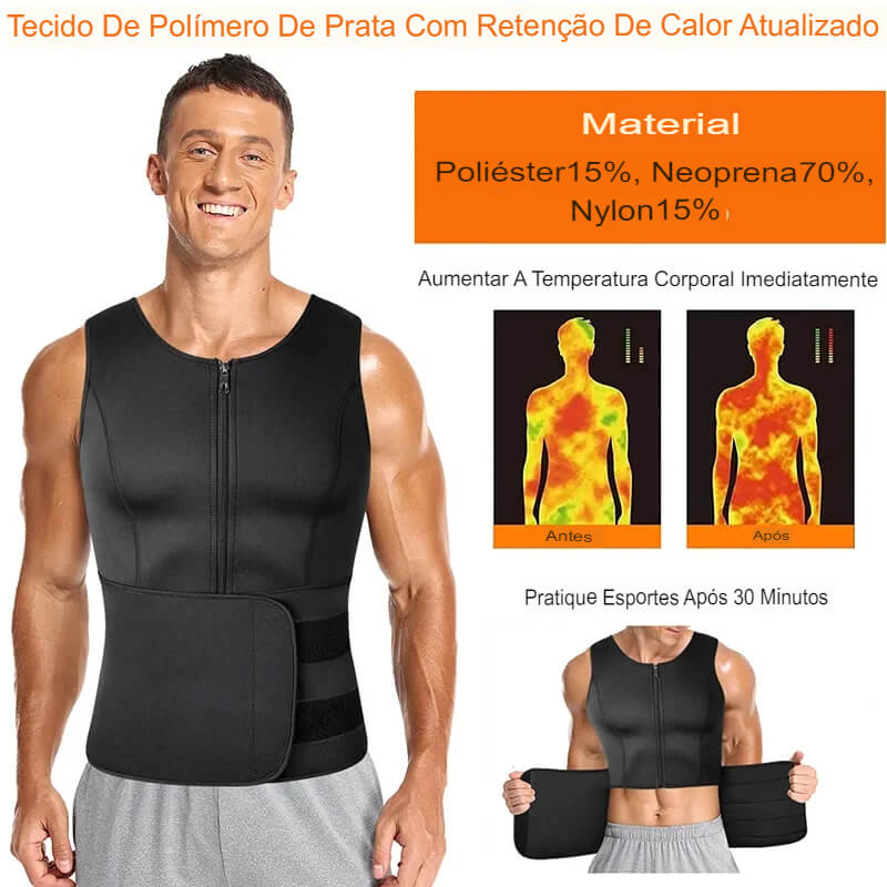 Colete Sauna Cinto Duplo Suor Abdômen Shapewear