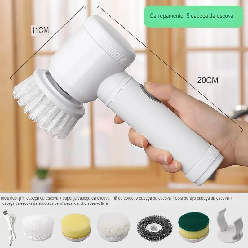 Escova de Limpeza Elétrica Para Cozinha e Banheiro